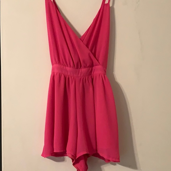 Hot Pink Low Back Romper - Picture 3 of 4
